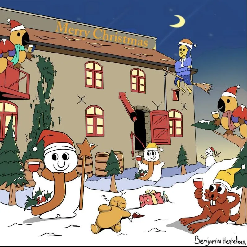 Kerstkaart, eigen illustratie